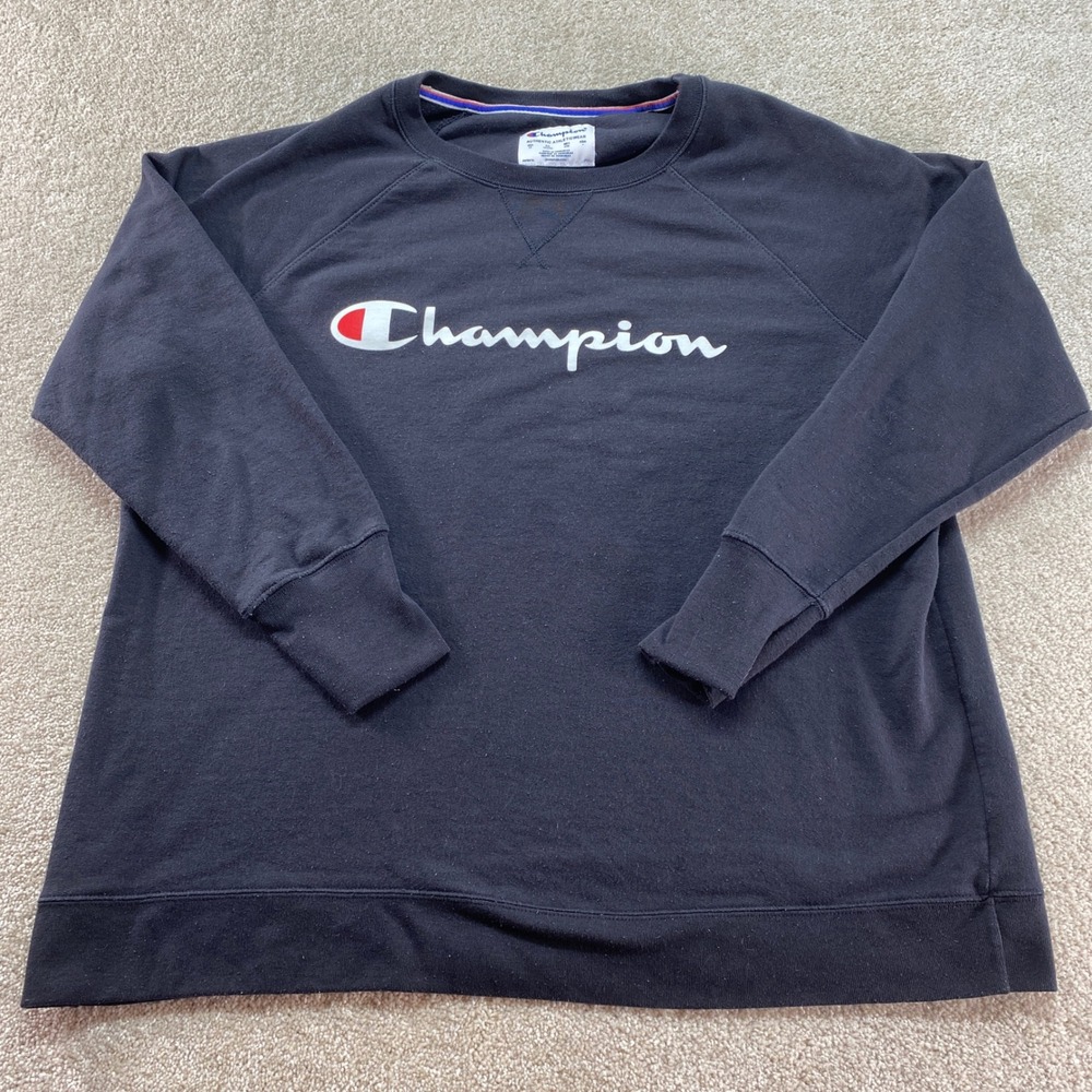 Champion Sweatshirt Mens 2X Black Authentic Athleticwear Crewneck